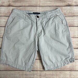 Aeropostale Men's Khaki Chino Shorts Size 29 Light Gray Rolled Cuff Cotton Blend